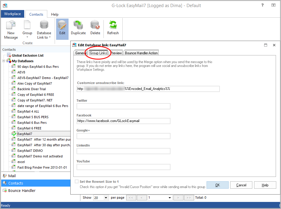 G-Lock EasyMail7 workplace settings