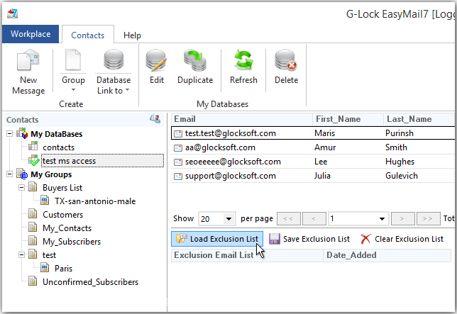 G-Lock EasyMail7 unsubscribe recipients