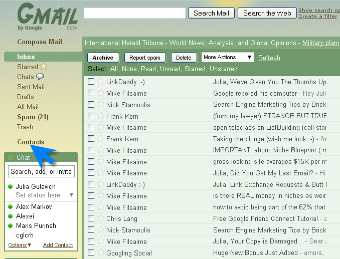 Send bulk emails to Gmail contacts